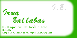 irma ballabas business card